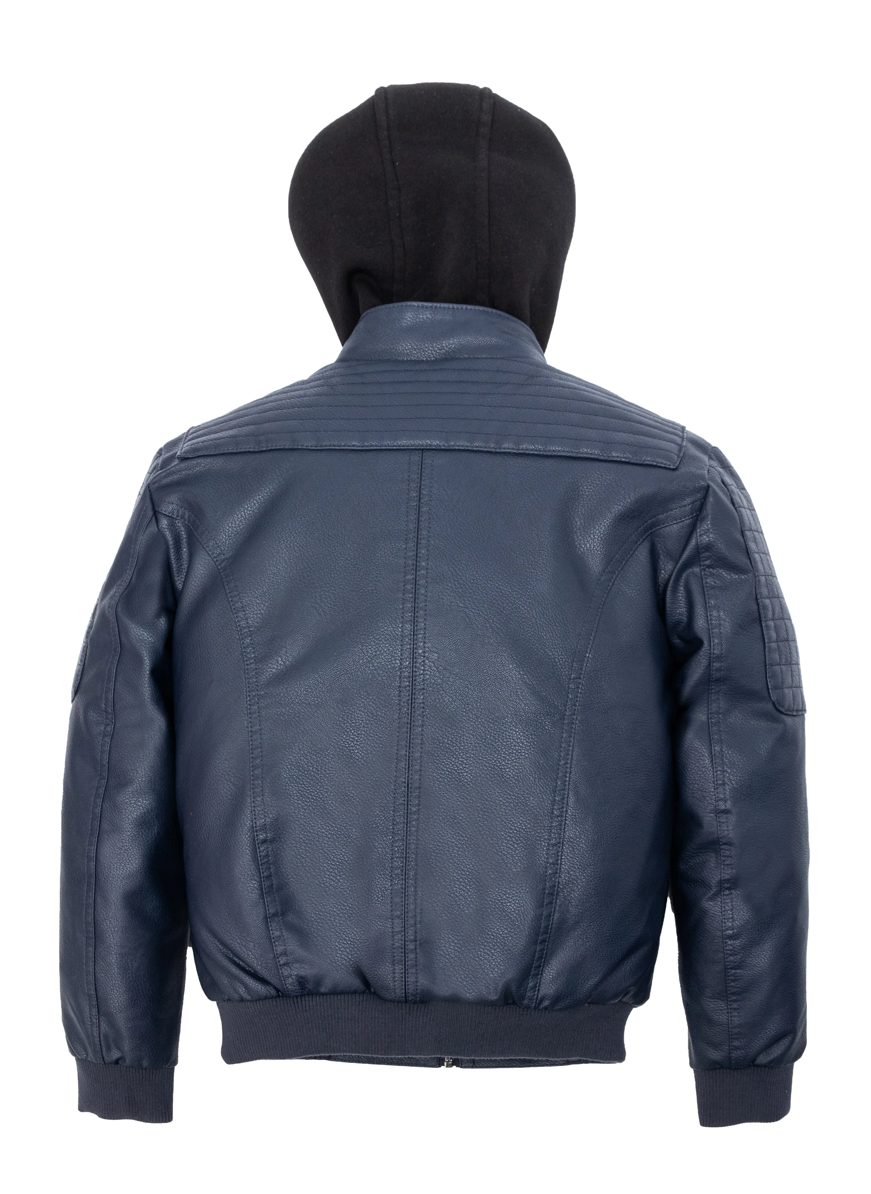 X RAY Boys Motorcycle PU Leather Jacket With Knit Hood